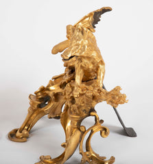 Fabulous Pair of 19th Century Louis XV Style D'ore Bronze Chenets/Andirons