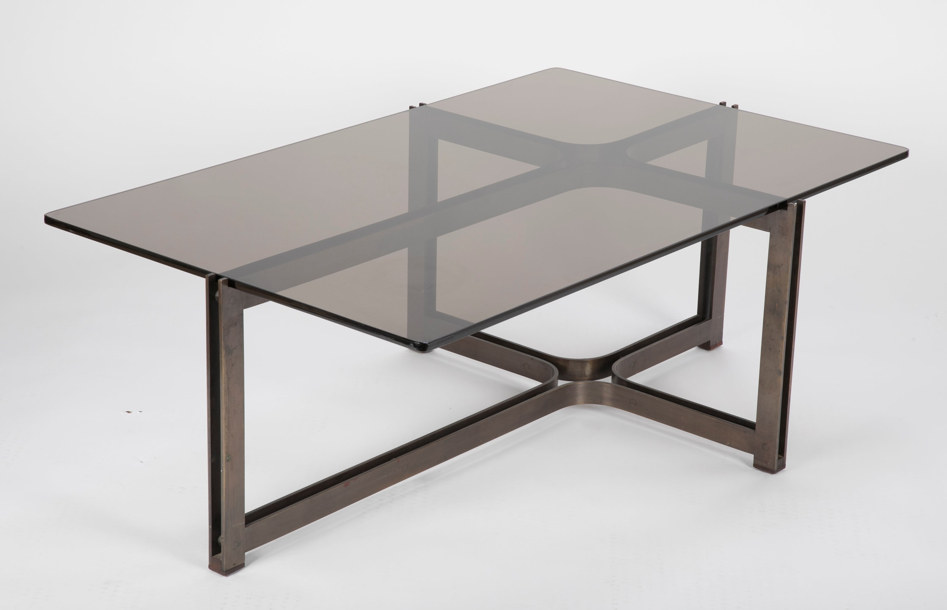 Bronze and Rosewood Coffee Table Designed by Roger Sprunger for Dunbar