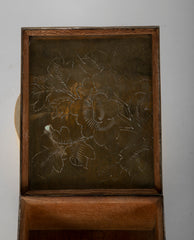 Chinese Incised Brass Box with Carved Jade Inset