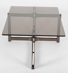 Bronze and Rosewood Coffee Table Designed by Roger Sprunger for Dunbar