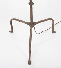 Handwrought Iron Pricket Stick now a Lamp with Crenulated Bobeche