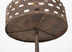 Handwrought Iron Pricket Stick now a Lamp with Crenulated Bobeche