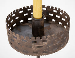 Handwrought Iron Pricket Stick now a Lamp with Crenulated Bobeche