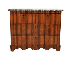 A Handsome Baroque Four Drawer Walnut Chest with Original Shaped Marble Top