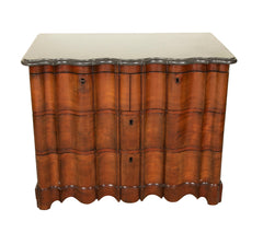A Handsome Baroque Four Drawer Walnut Chest with Original Shaped Marble Top