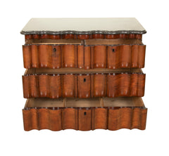 A Handsome Baroque Four Drawer Walnut Chest with Original Shaped Marble Top