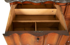 A Handsome Baroque Four Drawer Walnut Chest with Original Shaped Marble Top
