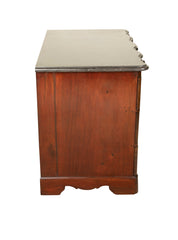 A Handsome Baroque Four Drawer Walnut Chest with Original Shaped Marble Top