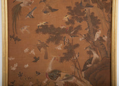 A 19th Century Framed Chinese Scroll Depicting the Scene of a Hundred Birds