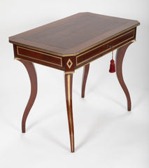 Petite Russian Writing Table in Brass Mounted Mahogany