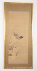 Pair of Japanese Framed Scrolls with Lotus, White Heron & Duck Decoration