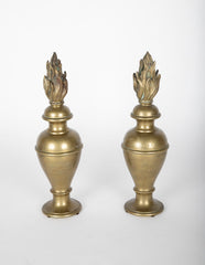 Pair of Italian Bronze Flame Urn Finials