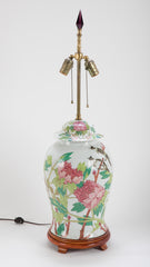 Pair of Chinese Covered Jars with Birds, Peonies & a Poem now Lamps