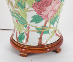 Pair of Chinese Covered Jars with Birds, Peonies & a Poem now Lamps