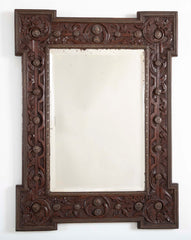 Carved Oak and Patinated Bronze Arts & Crafts Style Mirror