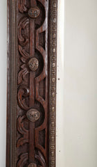 Carved Oak and Patinated Bronze Arts & Crafts Style Mirror