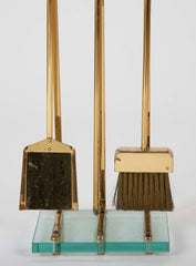 A Set of Fontana Arte Brass & Glass Fire Tools on Stand