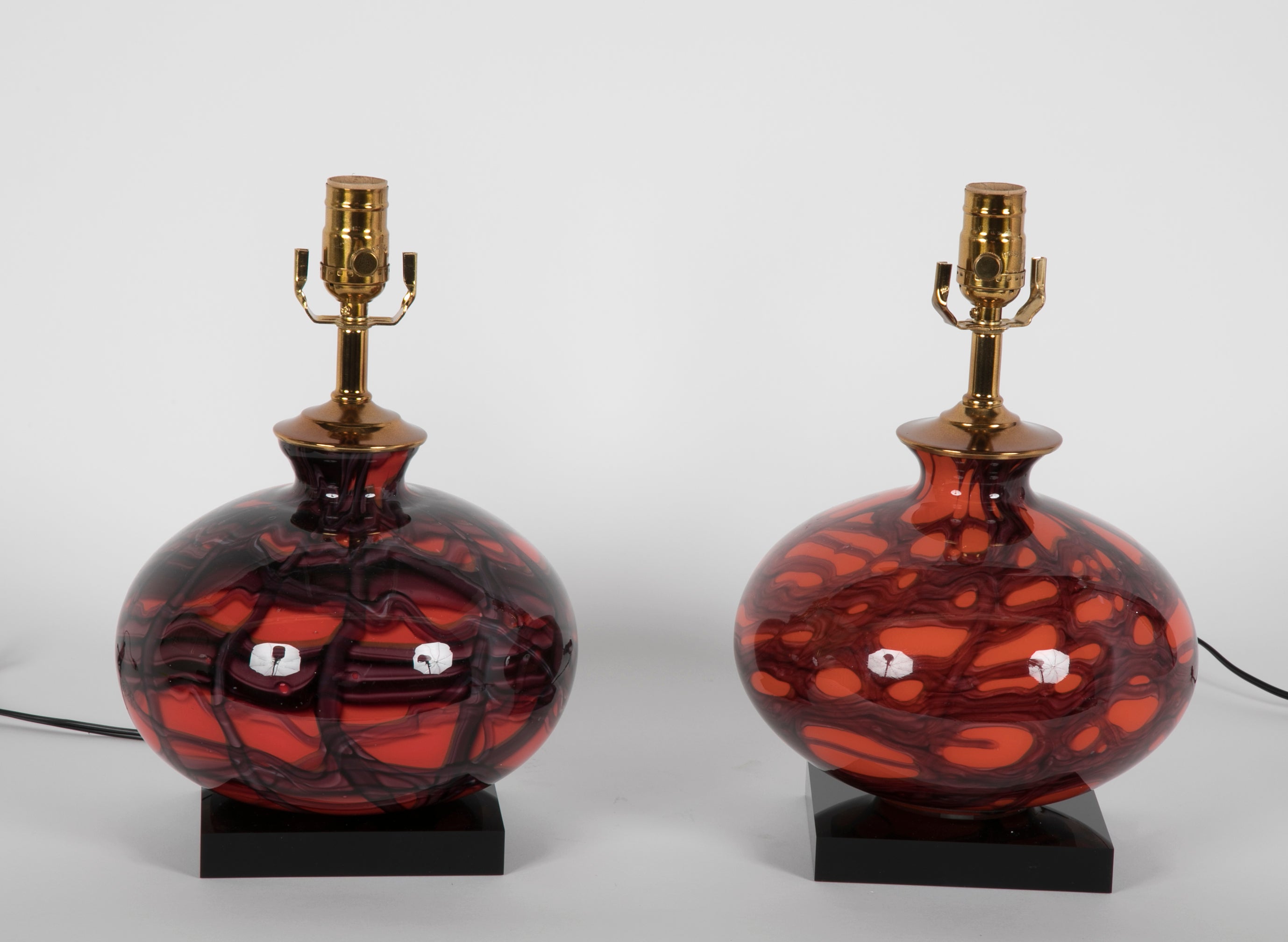 Pair of Glass Lamps by Kralik