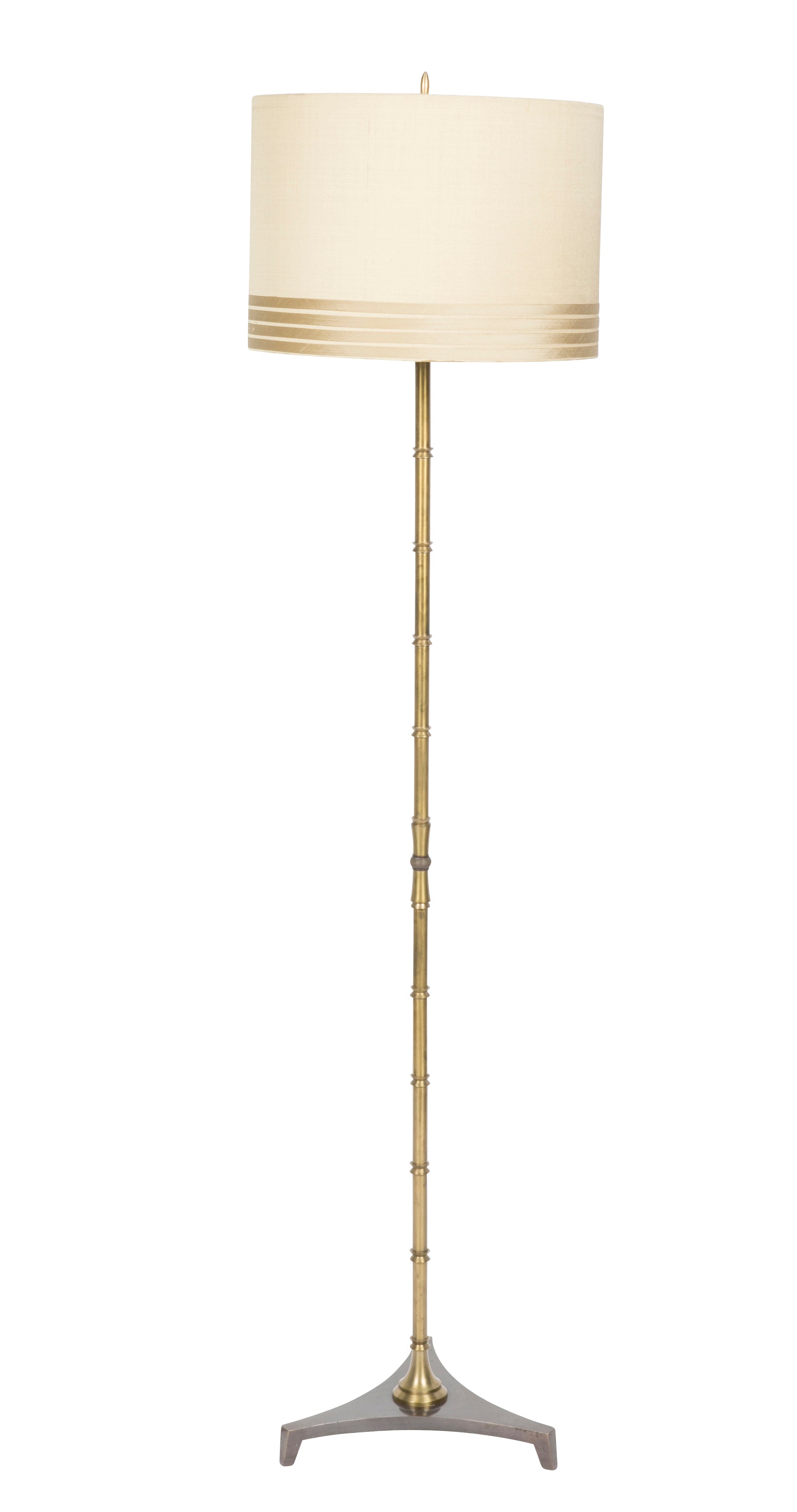 A Machined Bronze Faux Bamboo Inspired Floor lamp
