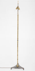 A Machined Bronze Faux Bamboo Inspired Floor lamp