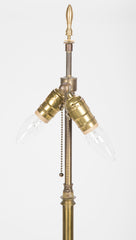 A Machined Bronze Faux Bamboo Inspired Floor lamp