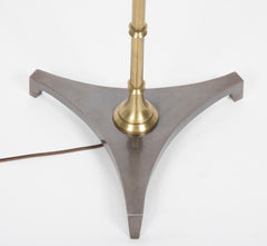 A Machined Bronze Faux Bamboo Inspired Floor lamp