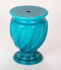 An English Majolica Turquoise Ground Garden Seat by Minton