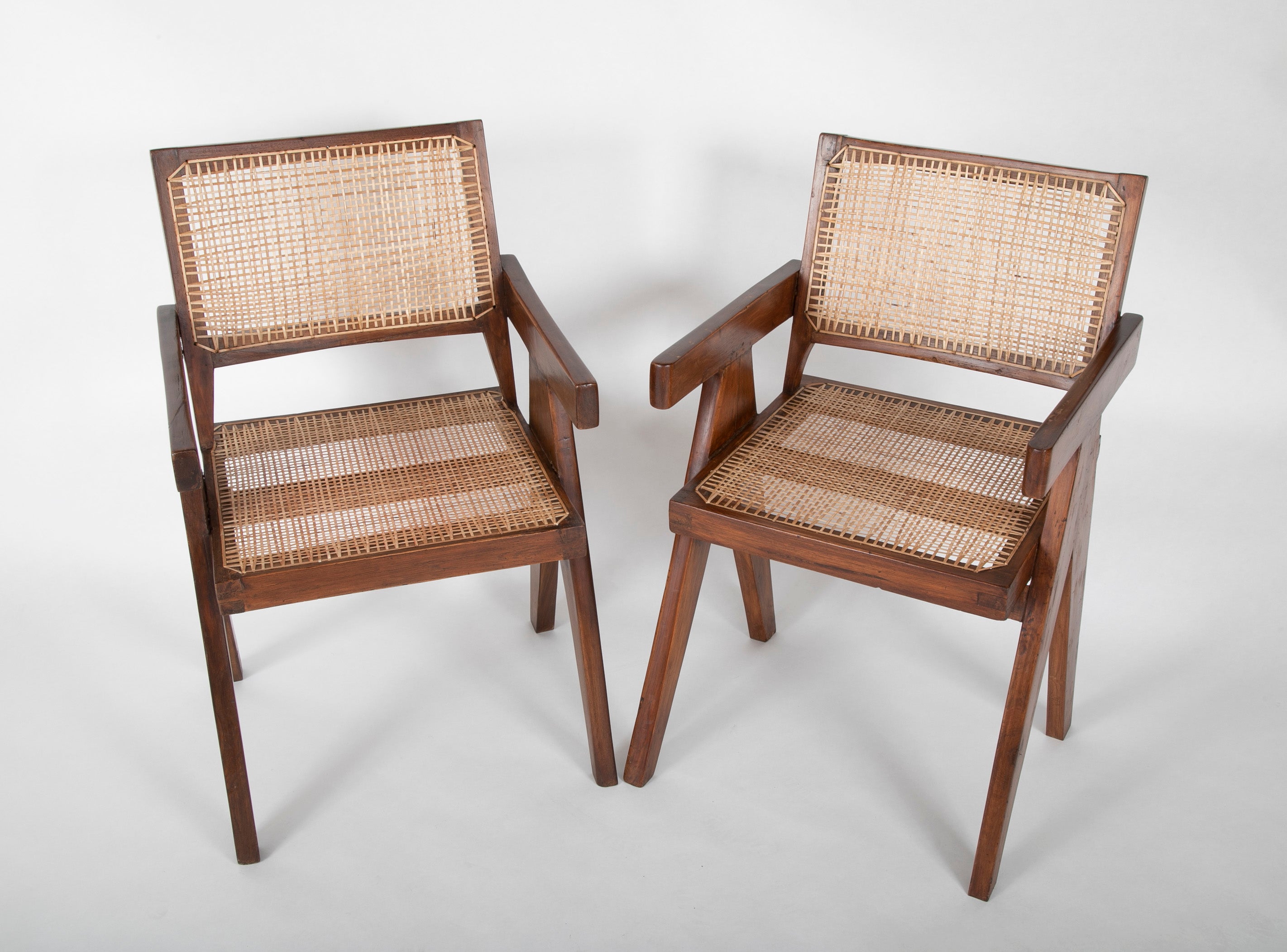 Pair of Original Pierre Jeanneret Office Chairs with 'X' Leg