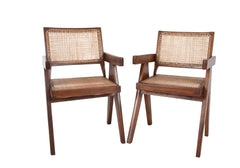Pair of Original Pierre Jeanneret Office Chairs with 'X' Leg