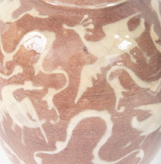 Antique Chinese Tan & White Vase with Dragons now a Lamp
