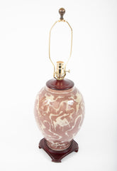 Antique Chinese Tan & White Vase with Dragons now a Lamp