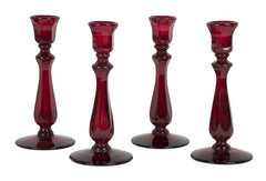 Set of Ruby Glass Candlesticks