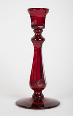 Set of Ruby Glass Candlesticks