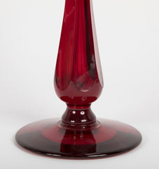 Set of Ruby Glass Candlesticks