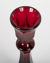 Set of Ruby Glass Candlesticks