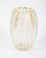 A Gold Flecked and Ribbed Clear Glass Vase by Ercole Barovier for Barovier & Toso
