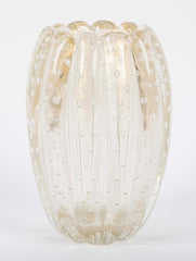 A Gold Flecked and Ribbed Clear Glass Vase by Ercole Barovier for Barovier & Toso