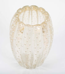A Gold Flecked and Ribbed Clear Glass Vase by Ercole Barovier for Barovier & Toso