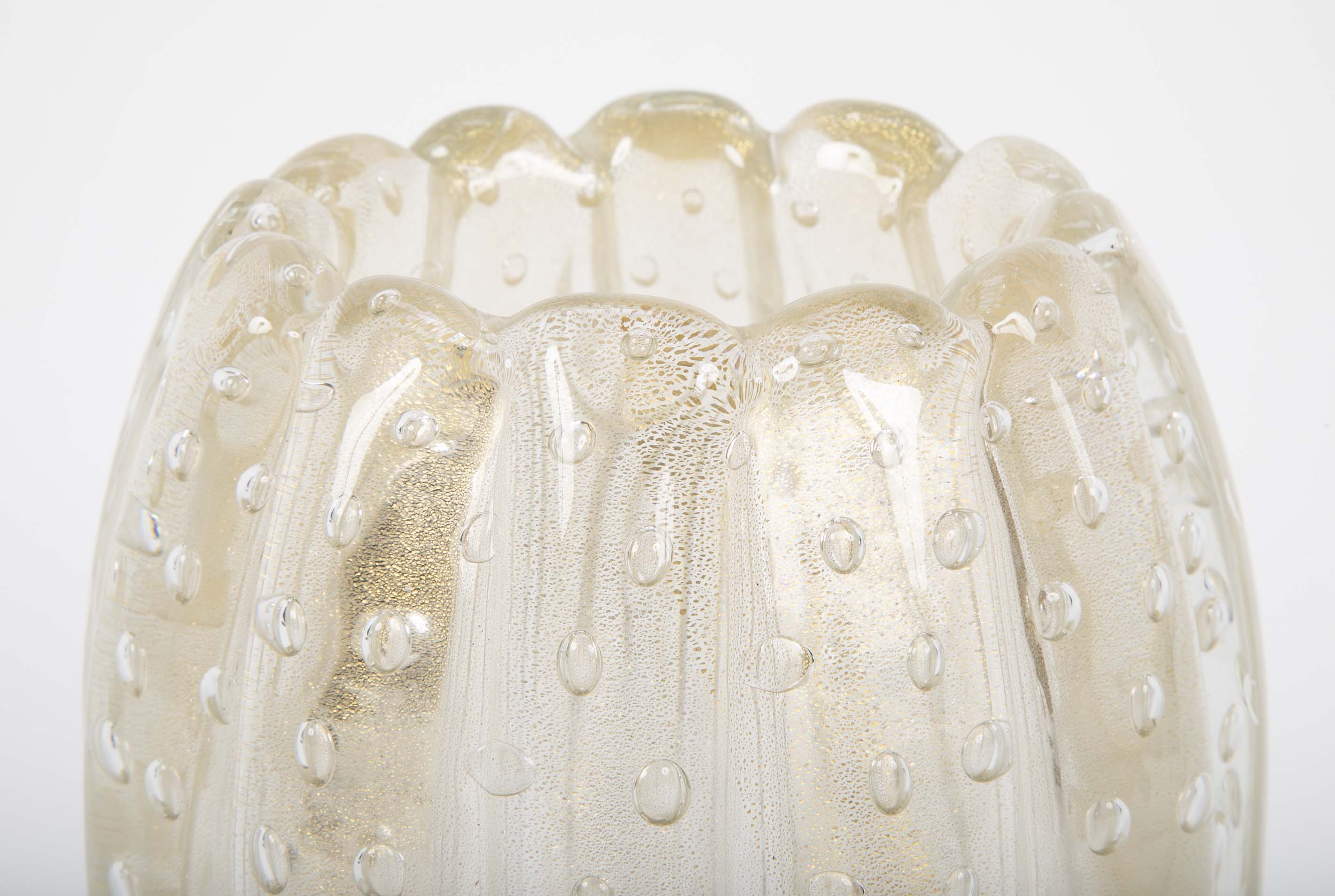 A Gold Flecked and Ribbed Clear Glass Vase by Ercole Barovier for Barovier & Toso