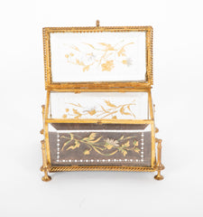 19th Century Bohemian Glass Box in the Manner of Moser