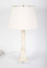 Pair of Tessellated Bone Table Lamps on Lucite Bases
