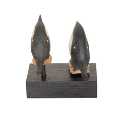 A Pair of Carved Wood Merganser Heads from Chesapeake Bay Area