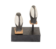 A Pair of Carved Wood Merganser Heads from Chesapeake Bay Area