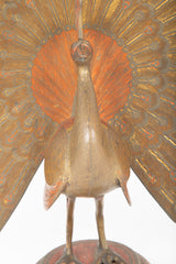 Etched Glass Peacock with Gilding and Paint
