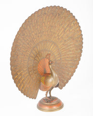 Etched Glass Peacock with Gilding and Paint