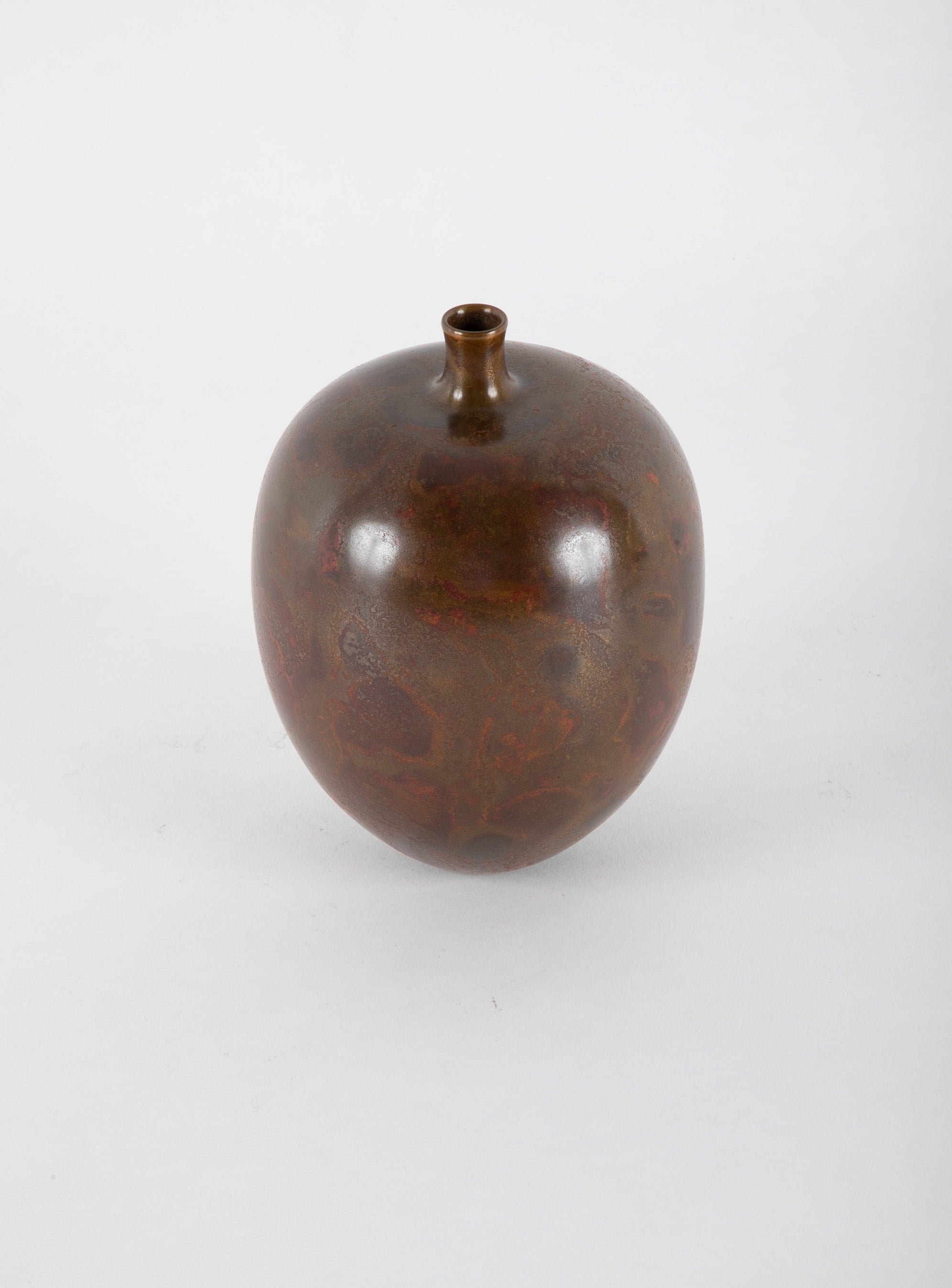 A Japanese Showa Bronze Vase with silver & Copper Wire Inlay