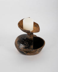 Japanese Gilt Bronze Candle Holder of Ear Cup Form