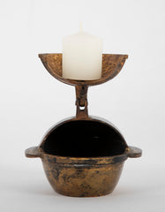 Japanese Gilt Bronze Candle Holder of Ear Cup Form