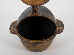 Japanese Gilt Bronze Candle Holder of Ear Cup Form
