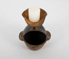 Japanese Gilt Bronze Candle Holder of Ear Cup Form